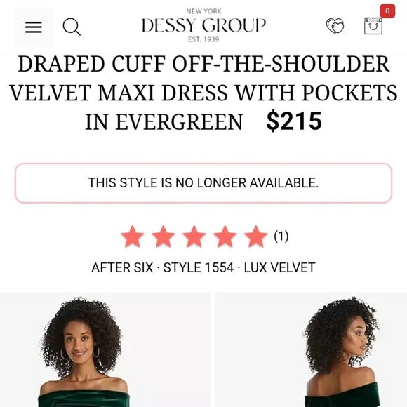 NWT After Six Draped Cuff Off-the-Shoulder Velvet Maxi Dress Pockets Evergreen 8 - Picture 14 of 15